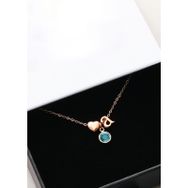 Papatya Silver 925 Ayar Rose Mini Üç Boyutlu A Harfi Kalp Doğum Taşlı Kadın Gümüş Kolye