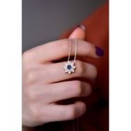 Papatya Silver 925 Ayar Rose-Rodyum Kaplama Doğum Taşlı Montür Güneş Kadın Gümüş Kolye