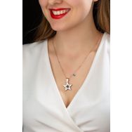 Papatya Silver 925 Ayar Top Zincirli Siyah Sedef Taşlı Gümüş Yıldız Kolye