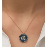 Papatya Silver 925 Rose Altın Kaplama Dalgalı Nazar Gümüş Kolye
