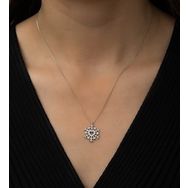 Papatya Silver Kalpli Kartanesi Nano Zirkon Taşlı 925 Ayar Gümüş Kolye