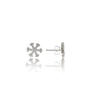 Papatya Silver Kartanesi Nano Zirkon Taşlı Rodyum Kaplama 925 Ayar Gümüş Küpe