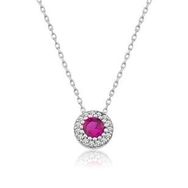 Papatya Silver Pembe Tek Taşlı 925 Ayar Gümüş Kolye