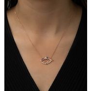 Papatya Silver Renkli Nano Zirkon 925 Ayar Gümüş Aşk Yazılı Göz Kolye