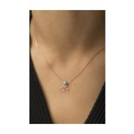Papatya Silver Rose Altın Kaplama Nazar Boncuklu Lotus Çiçeği Gümüş Kolye