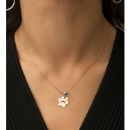 Papatya Silver Rose Altın Kaplama Nazar Boncuklu Pati Gümüş Kolye