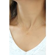 Papatya Silver UVPS100075 Harf Üç Boyutlu D Harfi Rose Altın Kaplama 925 Ayar Gümüş Kolye
