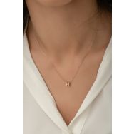 Papatya Silver UVPS100079 Harf Üç Boyutlu H Harfi Rose Altın Kaplama 925 Ayar Gümüş Kolye