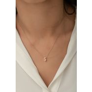 Papatya Silver UVPS100090 Harf Üç Boyutlu Ş Harfi Rose Altın Kaplama 925 Ayar Gümüş Kolye