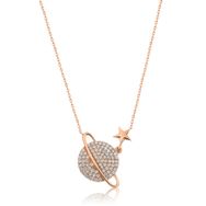 Papatya Silver UVPS100216 Nano Zirkon Taşlı Gezegen Rose Altın Kaplama Uvps100216 925 Ayar Gümüş Kolye