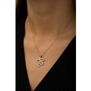 Papatya Silver UVPS100405 Yılan Nano Zirkon Taşlı Rose Gold Kaplama Uvps100405 925 Ayar Gümüş Kolye