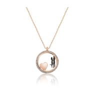 Papatya Silver UVPS100571 Sevgililer Kalp Aşk Halka Rose Gold Kaplama Gümüş Kolye