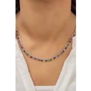 Papatya Silver UVPS100592 Mix Renkli Taşlı 925 Ayar Gümüş Kolye