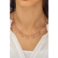 Papatya Silver UVPS100596 Altın Beyaz Taşlı Mekik Pul 925 Ayar Gümüş Kolye
