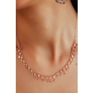 Papatya Silver UVPS100643 Rose Altın Kaplama Taşlı Pul 925 Ayar Gümüş Kolye