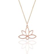 Papatya Silver UVPS100909 Rose Altın Kaplama Lotus Çiçeği 925 Ayar Gümüş Kolye
