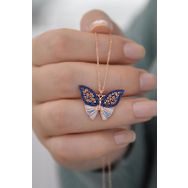 Papatya Silver UVPS100987 Lacivert Taşlı Kelebek 925 Ayar Gümüş Kolye