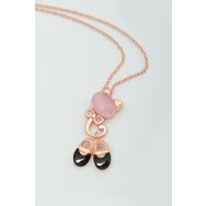 Papatya Silver UVPS101014 Rose Kaplama Ay Taşlı Papuç Kedi 925 Ayar Gümüş Kolye