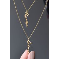 Papatya Silver UVPS101043 Gold Kaplama Asansörlü İki İsim 925 Ayar Gümüş Kolye