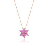 Papatya Silver UVPS101142 Pembe Opal Taşlı Lotus 925 Ayar Gümüş Kolye