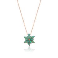 Papatya Silver UVPS101143 Yeşil Opal Taşlı Lotus 925 Ayar Gümüş Kolye