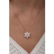 Papatya Silver UVPS101156 Beyaz Opal Taşlı Lotus 925 Ayar Gümüş Kolye