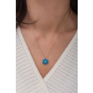 Papatya Silver UVPS101160 Mavi Opal Taşlı Lotus 925 Ayar Gümüş Kolye