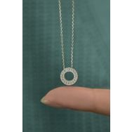 Papatya Silver UVPS101172 Rodyum Kaplama Taşlı Yuvarlak 925 Ayar Gümüş Kolye