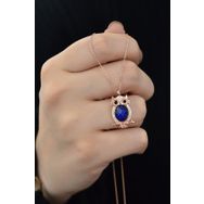 Papatya Silver UVPS101191 Rose Altın Kaplama Siyah Göz His Taşı Baykuş 925 Ayar Gümüş Kolye
