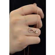 Papatya Silver UVPS101224 Rose Altın Kaplama Beyaz Taşlı Kelebek 925 Ayar Gümüş Kolye