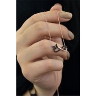 Papatya Silver UVPS101225 Rose Altın Kaplama Siyah Taşlı Kelebek 925 Ayar Gümüş Kolye