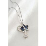 Papatya Silver UVPS101337 Rodyum Kaplama Mavi Akışlı Kayan Yıldız 925 Ayar Gümüş Kolye
