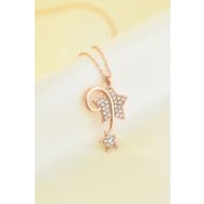Papatya Silver UVPS101355 Rose Kaplama Beyaz Taşlı Kayan Yıldız 925 Ayar Gümüş Kolye