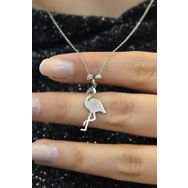 Papatya Silver UVPS101357 Rodyum Kaplama Dorika Toplu Flamingo 925 Ayar Gümüş Kolye