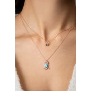 Papatya Silver UVPS101388 Asansörlü Opal Taşlı Baykuş ve Nazar Model 925 Ayar Gümüş Kolye