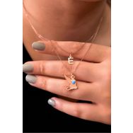Papatya Silver UVPS101720 Rose Kaplama E Harf ve Kanatlı Kedi Asansörlü 925 Ayar Gümüş Kolye