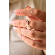 Papatya Silver UVPS101829 Rose Kaplama Elmas Montürlü Sincap 925 Ayar Gümüş Kolye