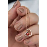 Papatya Silver UVPS102093 Rose Kaplama Uğur Böcekli Kalp 925 Ayar Gümüş Kolye