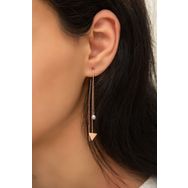Papatya Silver UVPS300081 Sallantılı Tekli Üçgen Nano Zirkon Taşlı Rose Gold Kaplama 925 Ayar Gümüş Küpe