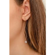 Papatya Silver UVPS300084 Nano Zirkon Taşlı Rose Gold Kaplama 925 Ayar Sallantılı Tekli Dalgalı Tektaş Gümüş Küpe