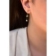 Papatya Silver UVPS300690 925 Ayar Toplu Kristal Kesim Yıldız Zincir Gümüş Küpe