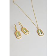 Papatya Silver UVPS600063 Gökkuşağı Mineli Beyaz Sedefli Bileklik Set 925 Ayar Gümüş Kolye