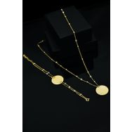 Papatya Silver UVPS600074 Altın Kaplama Firuze Nazar Mineli Plaka Bileklik Set 925 Ayar Gümüş Kolye