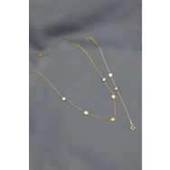 Papatya Silver UVPS600091 Altın Kapla Taşlı Yıldız Bileklik Set 925 Ayar Gümüş Kolye