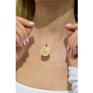 Papatya Silver UVPTS100164 925 Ayar Gold Kaplama Kırmızı Taşlı Mikail Meleği Plaka Gümüş Kolye