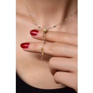 Papatya Silver UVPTS100357 925 Ayar Üç Renk Kayan Dorika Toplu Gold Sim Top Gümüş Kolye
