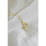 Papatya Silver UVPTS100473 925 Ayar Gold Kaplama Cam Gözlü Anne Çocuk Ayak Izi Kadın Gümüş Kolye