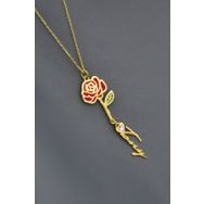Papatya Silver UVPTS100546 925 Ayar Gold Kaplama Özel Tasarım Kalp Doğum Taşlı Mineli Haziran Ayı Çiçeği İsim Gümüş Kolye