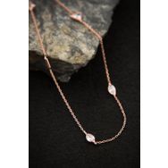 Papatya Silver UVPTS100559 925 Ayar Rose Kaplama Geometrik Desenli Zirkon Taşlı Zincir Gümüş Kolye