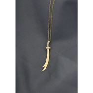 Papatya Silver UVPTS10069 925 Ayar Gold Kaplama Dikey Taşlı Zülfikar Kılıç Gümüş Kolye